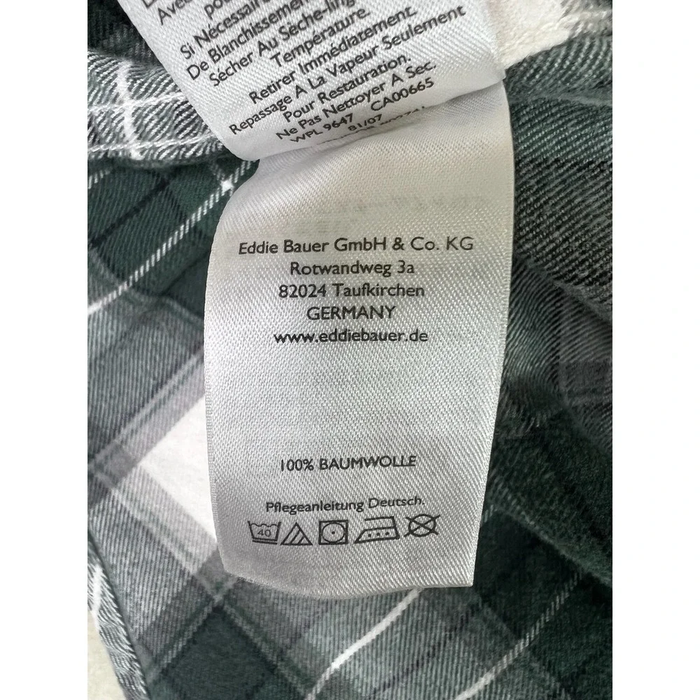 Eddie Bauer Shirt Men's XL Relaxed Fit Green Plaid Button Down Cotton Casual